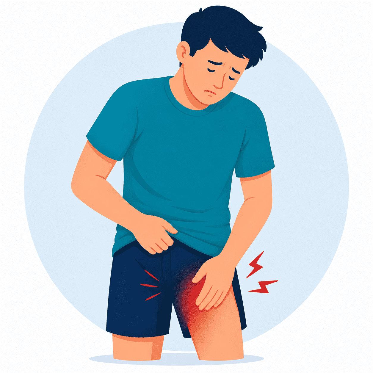 Pain or discomfort in the groin or upper thigh