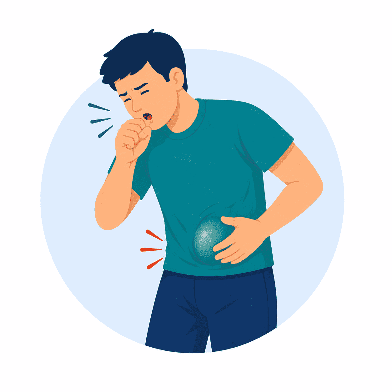 Bulge that becomes more noticeable while coughing or straining