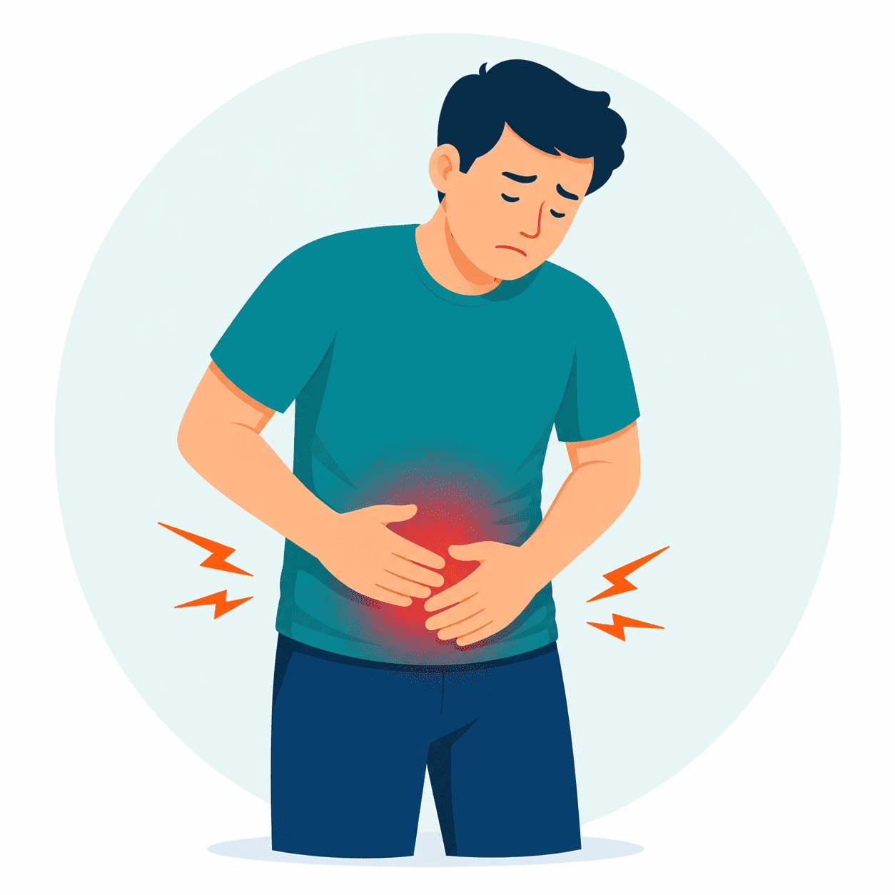 Feeling of pressure or weakness in the abdominal area
