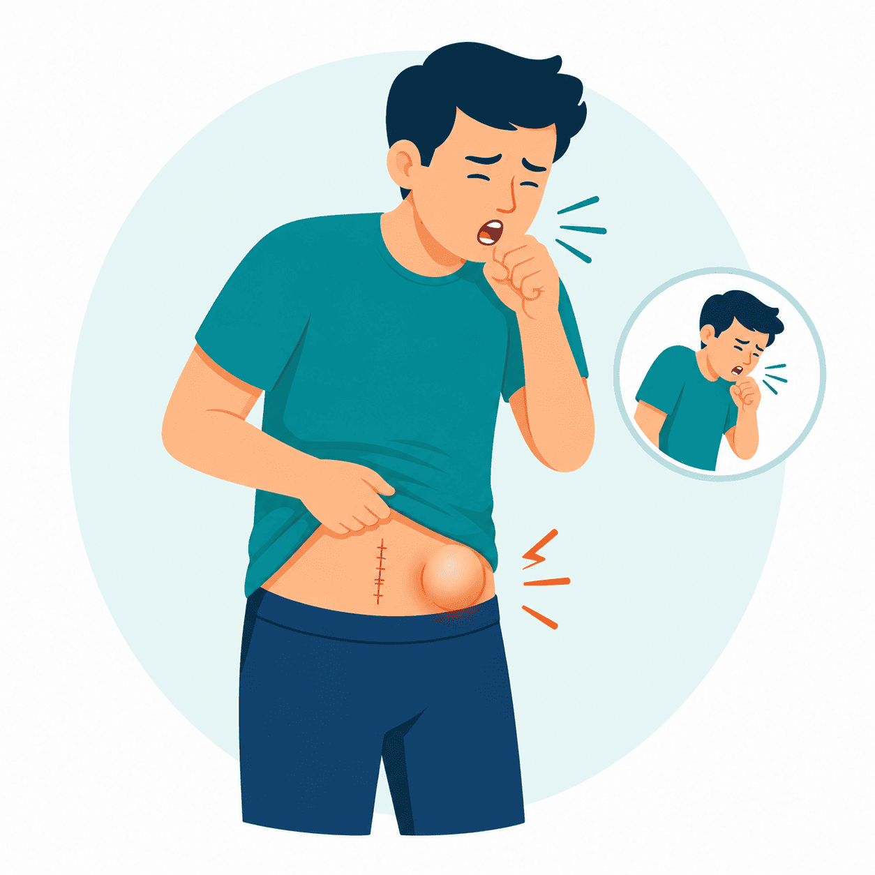 Swelling that becomes noticeable while coughing or straining