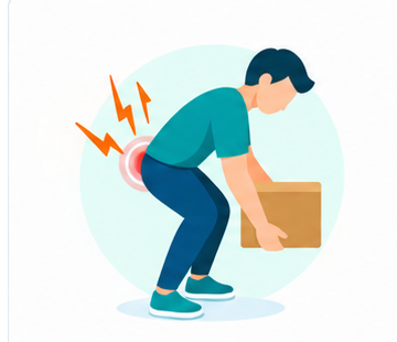 Pain or discomfort, especially while lifting or bending