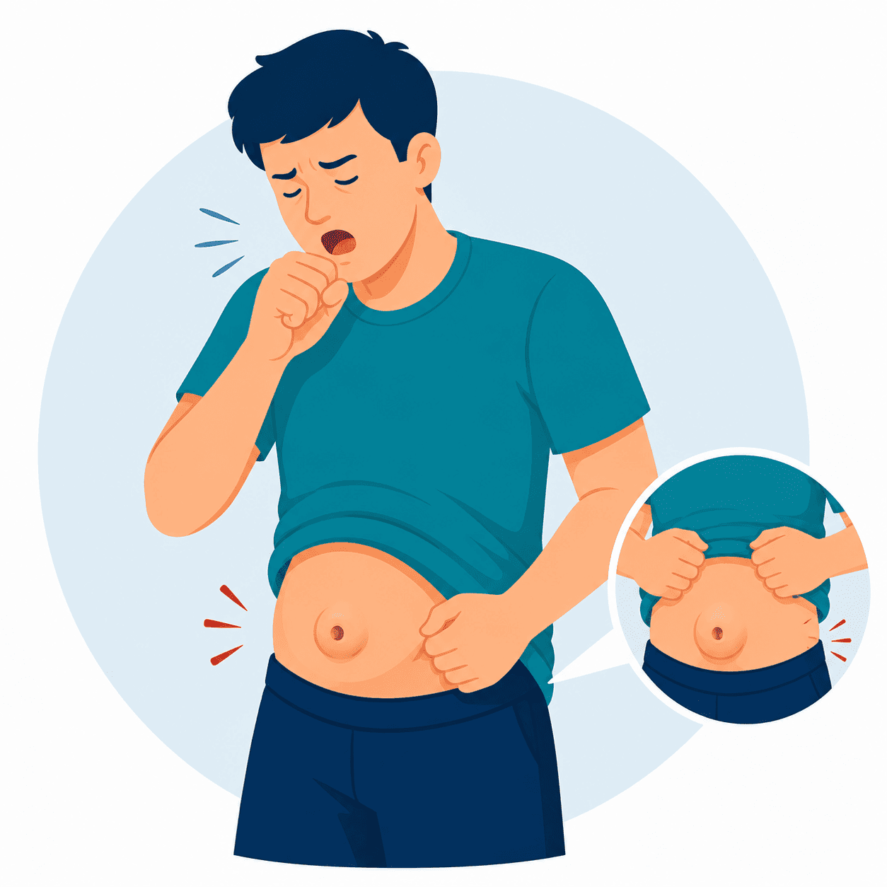 Bulge that becomes more noticeable while coughing or straining
